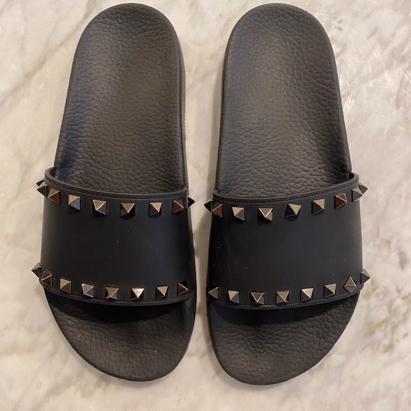 Valentino Rockstud Slides in Black - Size 39 - Picture 2 of 6